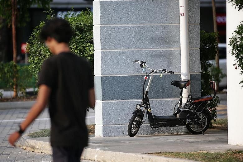 Users will have to dismount and push their personal mobility devices at void decks and common corridors of HDB blocks.