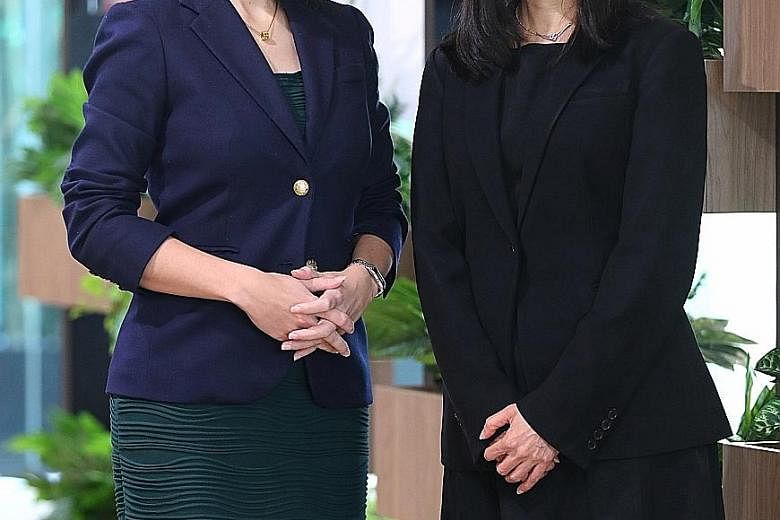 Mrs Natalie Morris-Sharma (far left), director of the Law Ministry's international legal division, and Ms Sharon Ong, the ministry's policy advisory director. Mrs Morris-Sharma chaired the United Nations' negotiations that led to the adoption of the 