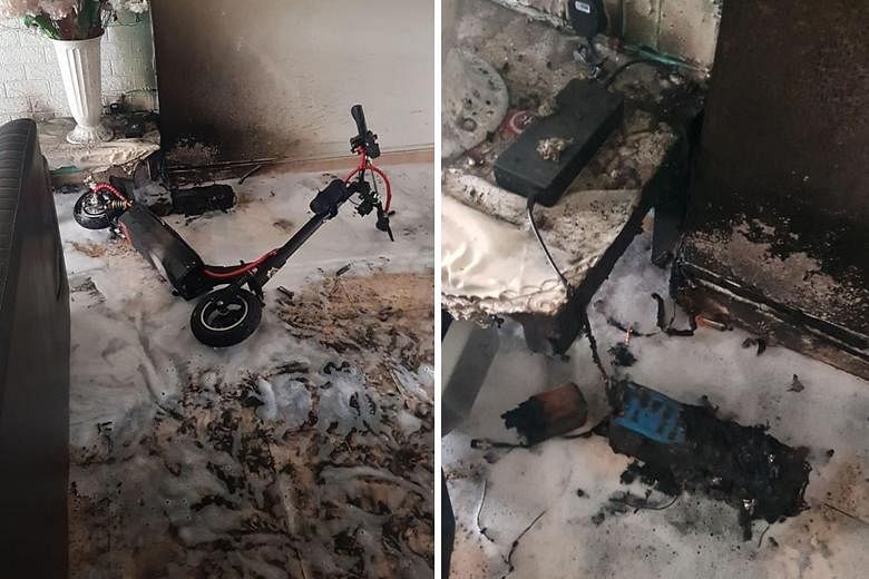 The fire broke out in a flat at Block 688A in Choa Chu Kang Drive. Preliminary investigation indicates that it was of electrical origin from the PMD being charged at the time of the fire, SCDF said. PHOTOS: FACEBOOK/ SINGAPORE CIVIL DEFENCE FORCE