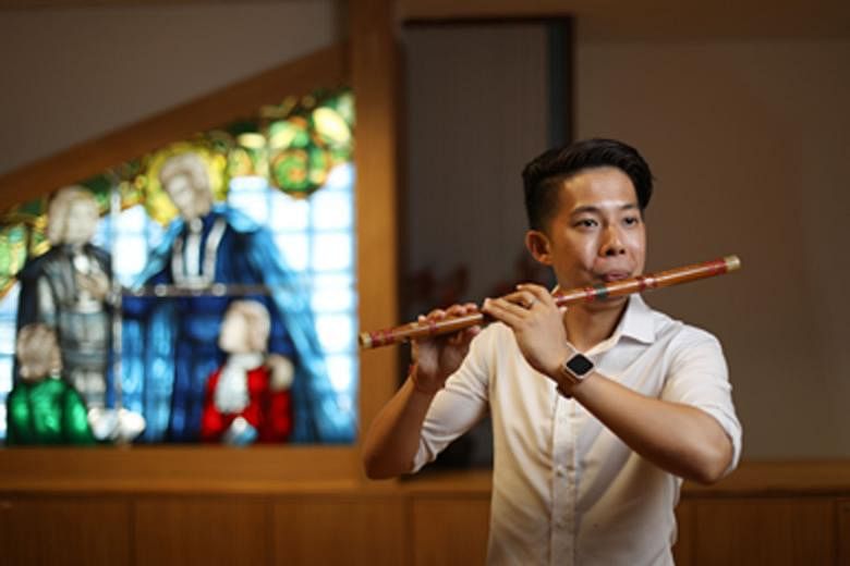Suffering from partial hearing loss in both ears, Mr Ong Ting Kai, 29, hears only the bass line and drumbeats in a piece of music. That has not stopped him from passing on his musical passion, as a music teacher at St Gabriel's Secondary School. ST P