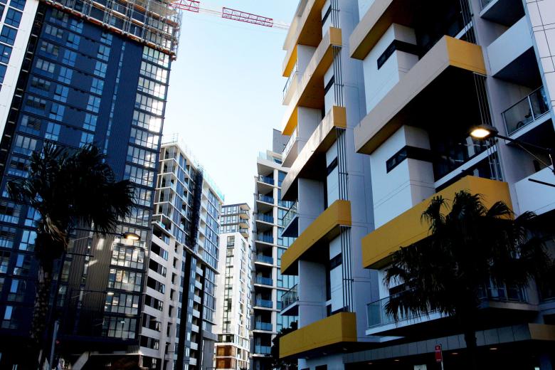 New apartment blocks in the suburb of Wolli Creek in Sydney. The HSBC International Mortgage will allow the borrower to choose the loan currency in Australian or Singapore dollars. PHOTO: BLOOMBERG