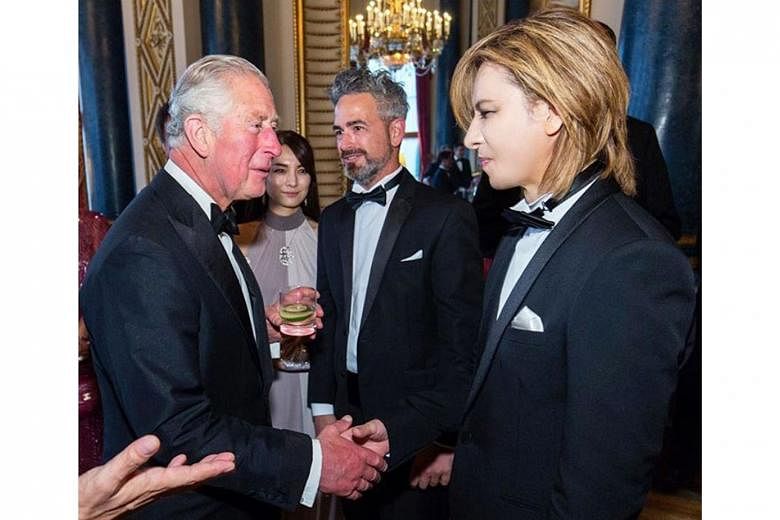 Drummer Yoshiki, considered royalty in Japan's music circles, recently met Britain's Prince Charles at a music-related charity function in Buckingham Palace in London.