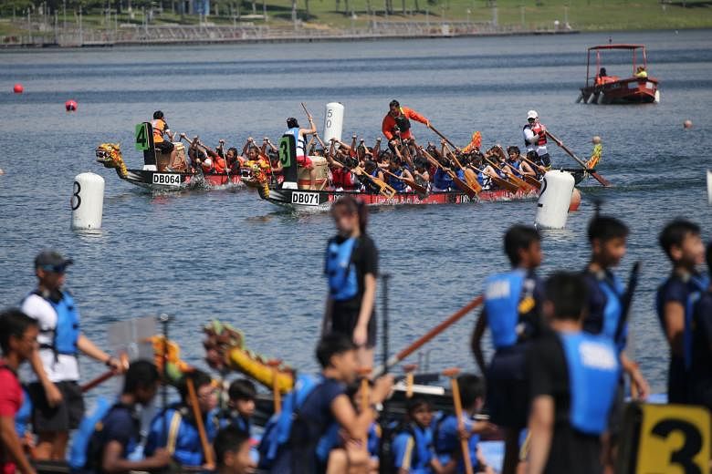 The Singapore Dragon Boat Association has seen participation in its annual inter-school competition grow to 33 secondary schools this year. ST PHOTO: ONG WEE JIN
