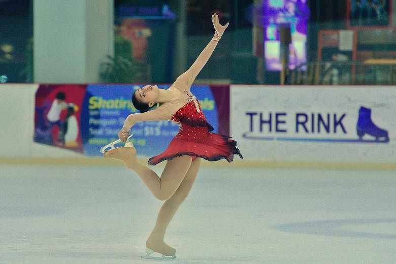 Christ Church Secondary School student Loke Xin Yi performing during the inter-school ice skating competition at the JCube rink last month. Sports like ice skating are usually considered as external activities, which requires students to take up anot