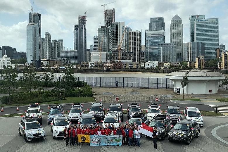 The group of Singapore driving enthusiasts, comprising 31 participants, will travel in a convoy of 16 cars on a 22,000km National Day drive that commemorates the city-state's bicentennial.