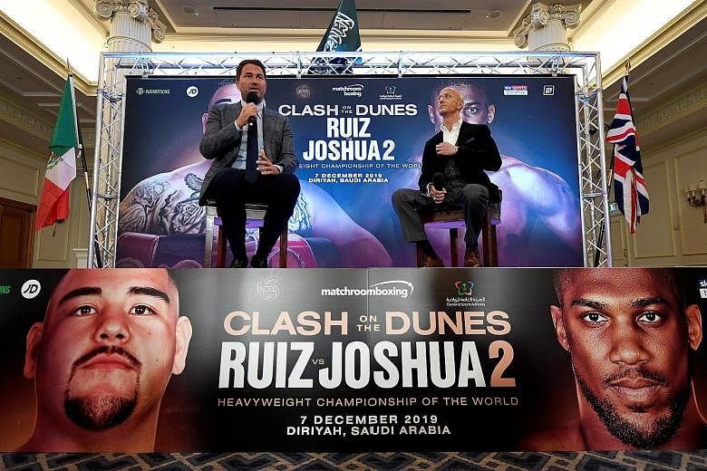 Promoter Eddie Hearn (left) dismissed concerns about the fight being held in Saudi Arabia, saying he is a trailblazer for doing so and that other sports events had also been staged in the kingdom.