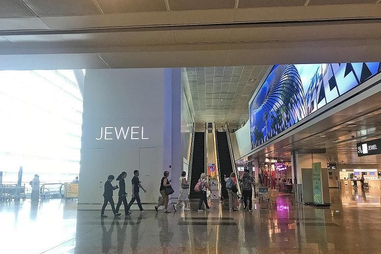 Islandwide retail vacancies declined by 0.8 percentage point from the second half of last year to 7.7 per cent in the six months to June 30 this year, likely boosted by the good take-up at Jewel Changi Airport (above) and Funan mall. Colliers Researc