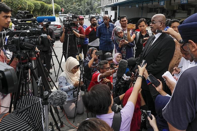 Above: Mr Sankara Nair, lawyer for the family of 15-year-old Nora Quoirin (left), speaking to the media outside the Tuanku Jaafar Hospital in Seremban, Malaysia, yesterday. Nora went missing from a rainforest resort on Aug 4, while on holiday with he
