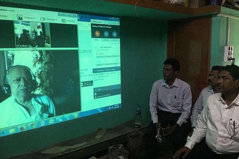 Rural healthcare workers in West Bengal being trained via video conference last year. The not-for-profit Liver Foundation, West Bengal has trained about 3,800 such workers.