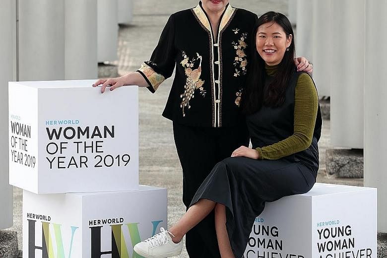 Her World Woman of the Year Susan Chong is founder and chief executive of packaging firm Greenpac, while Young Woman Achiever Annabelle Kwok is founder and CEO of artificial intelligence start-up NeuralBay.
