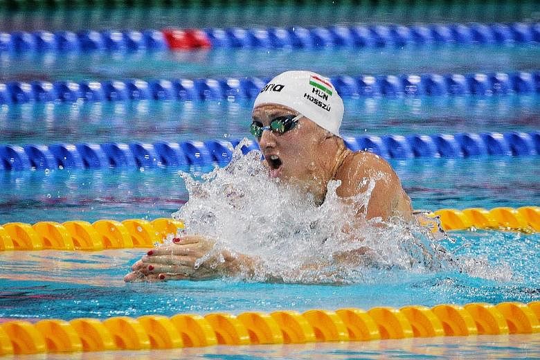 Hungarian Katinka Hosszu's winning times in the 200m individual medley heats and finals was at least 5sec faster than her nearest rivals. ST PHOTO: JASON QUAH