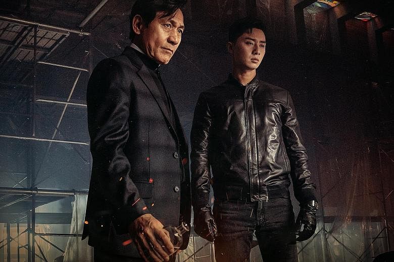 Directed by Kim Joo-hwan (left), The Divine Fury stars Ahn Sung-ki as a Catholic priest who performs exorcisms aided by a professional fighter played by Park Seo-joon (both above).