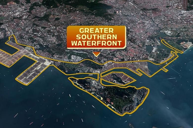 An artist's impression featuring a bird's eye view of developments on Sentosa and Pulau Brani. Attractions will be built on Brani, while Sentosa's beach areas will be revitalised, among other things. PHOTO: SENTOSA DEVELOPMENT CORPORATION The Greater