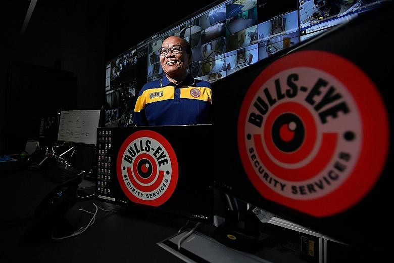 Mr Ahmad Basri conducts remote surveillance and gives advice to security officers on the ground from a control centre at Bulls-Eye Security Services. He was chosen for his work ethic and readiness to accept challenges.