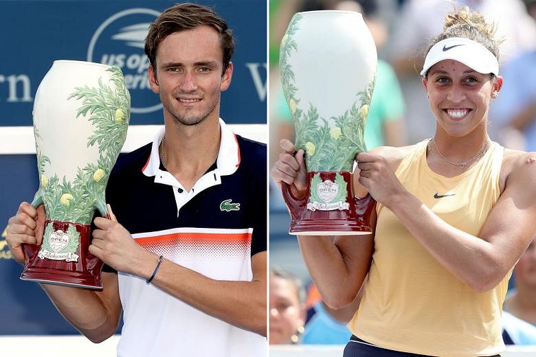 Daniil Medvedev and Madison Keys, claiming the biggest titles of their careers with their triumphs in the Cincinnati Masters. PHOTOS: AGENCE FRANCE-PRESSE