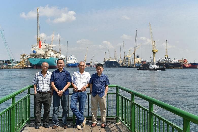 (From left): Mr Lai Pak Shen, Mr Eugene Koh, Mr Wong Fook Seng and Mr Foo Say Nong were all participants in Sembawang Shipyard's apprenticeship programme which ran from 1969 to 1973, during the critical years of Singapore's push towards industrialisa