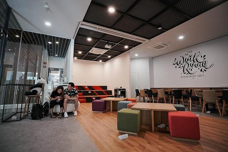 (Clockwise from above) The revamped Safra Mount Faber features a co-working space, dining facilities and pool. A new Safra Executive Learning Series will also provide NSmen with professional learning opportunities.