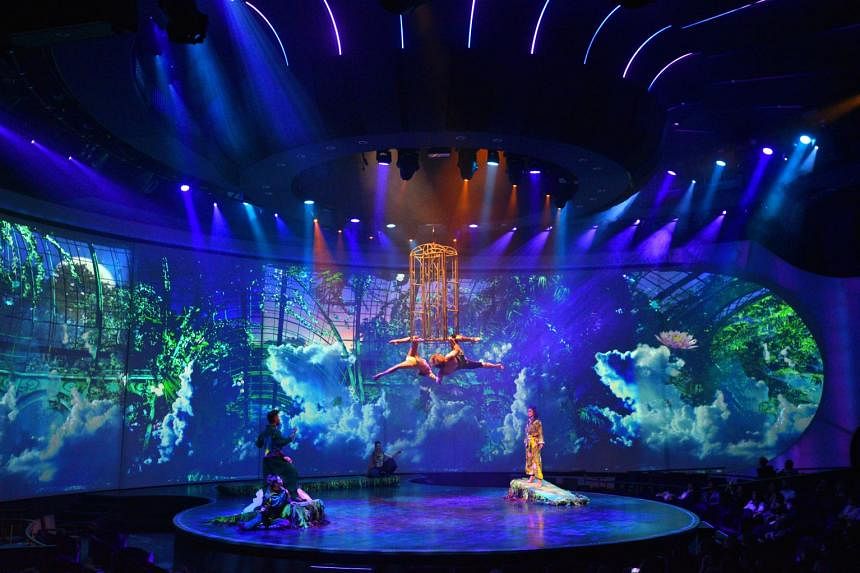 A Hot Summer Night’s Dream being staged at The Theatre, which boasts four stage areas and three projected backdrops.