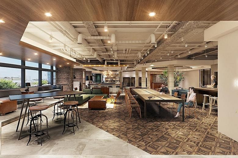 An artist's impression of the One&Co co-working facility at Twenty Anson in Tanjong Pagar. Japanese firms could benefit from such shared spaces, as the high start-up costs of establishing an office here can be offset.