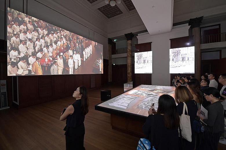 A multimedia show introduces visitors to the history of the old City Hall, which has been the backdrop to key moments in Singapore's history.