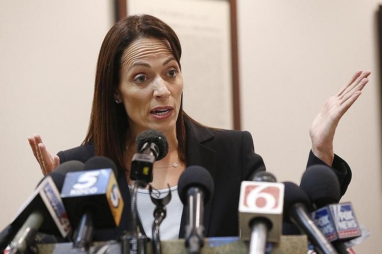 Lawyer Sabrina Strong, for Johnson & Johnson and its subsidiaries, told the media after the judgment on Monday that her clients did not cause the opioid abuse crisis. PHOTO: ASSOCIATED PRESS