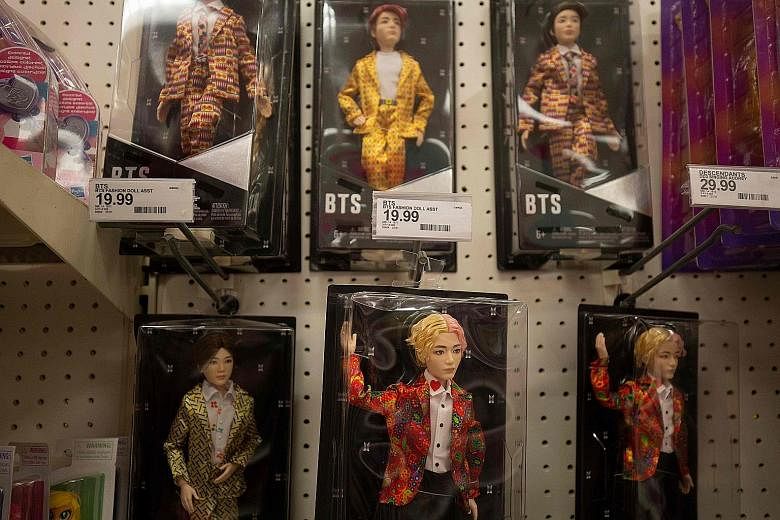 Made-in-China toy dolls of South Korean boy band BTS at a store in Washington. Big toy purveyors such as Walmart have already piled up inventory, given the uncertainty over how the trade war between the US and China will pan out, according to industr