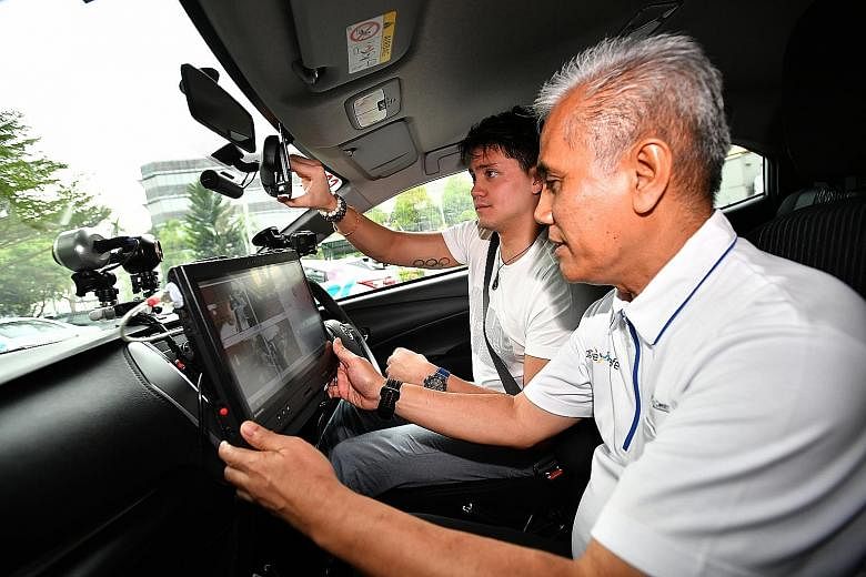 Swimmer Joseph Schooling is no stranger to scrutiny over his swimming skills. But his driving skills came under the microscope yesterday - from a series of cameras and sensors. The Toyota ambassador was trying out a training car installed with the Dr
