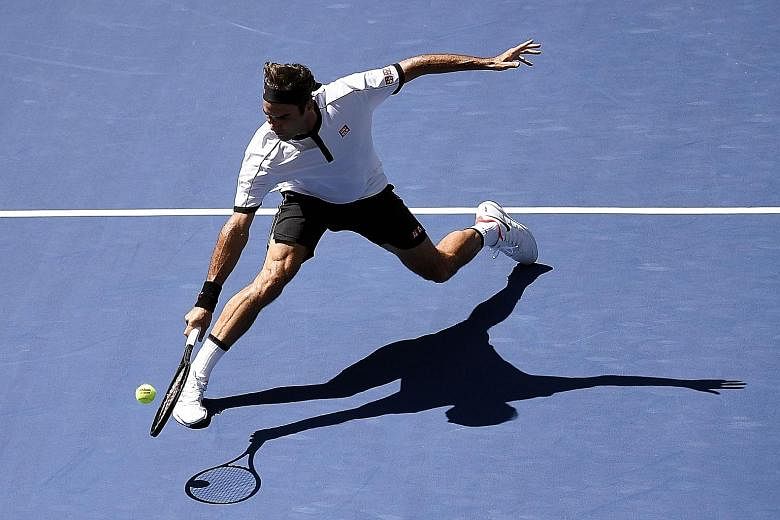 Roger Federer on his way to a 6-2, 6-2, 6-1 third-round win over Britain's Dan Evans in the US Open on Friday. Later, the Swiss swore during a news conference when it was suggested that he is able to dictate the timing of his matches. He said: "I hav