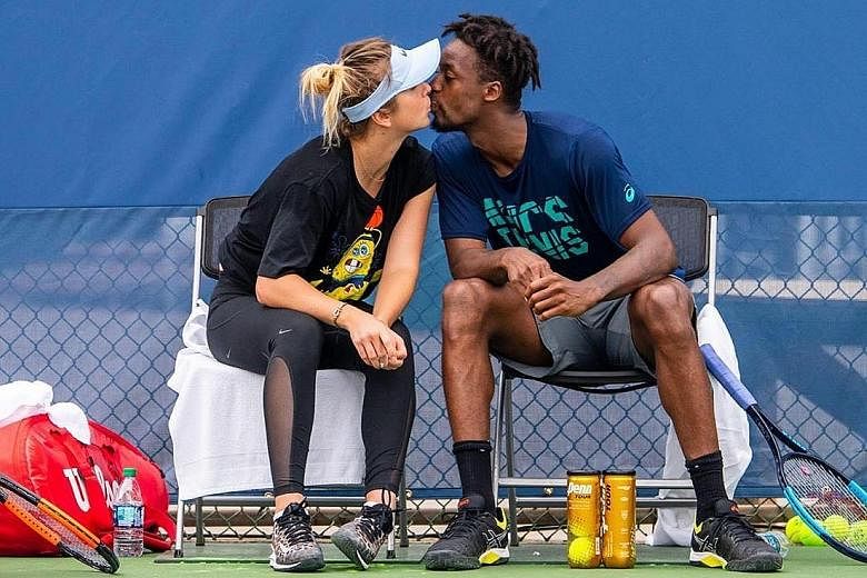 Ukrainian Elina Svitolina and Frenchman Gael Monfils sharing a loving moment in between training. The pair have progressed far into the latter stages of the US Open. PHOTO: INSTAGRAM/ G.E.M.S.LIFE