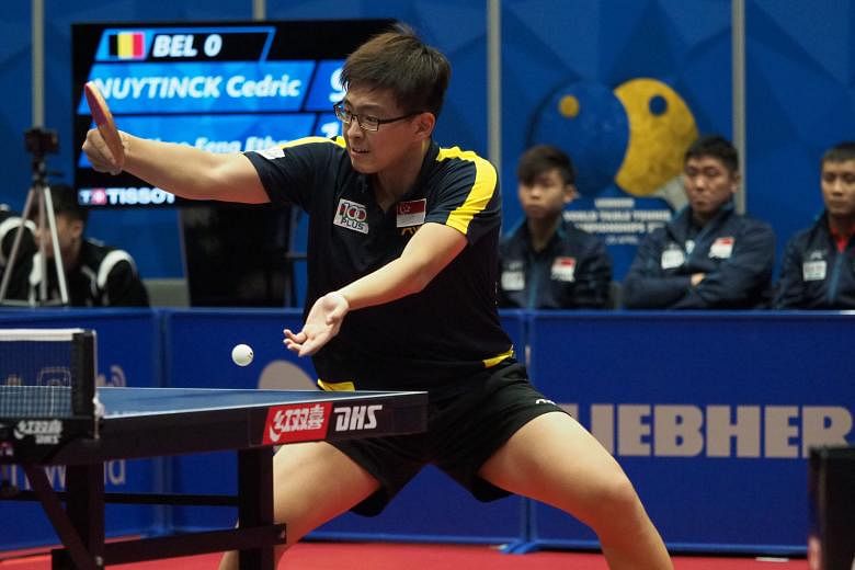 Ethan Poh, pictured playing at the World Team Championships in Sweden last year, is one of four on the men's team at this year's SEA Games. PHOTO: ITTF