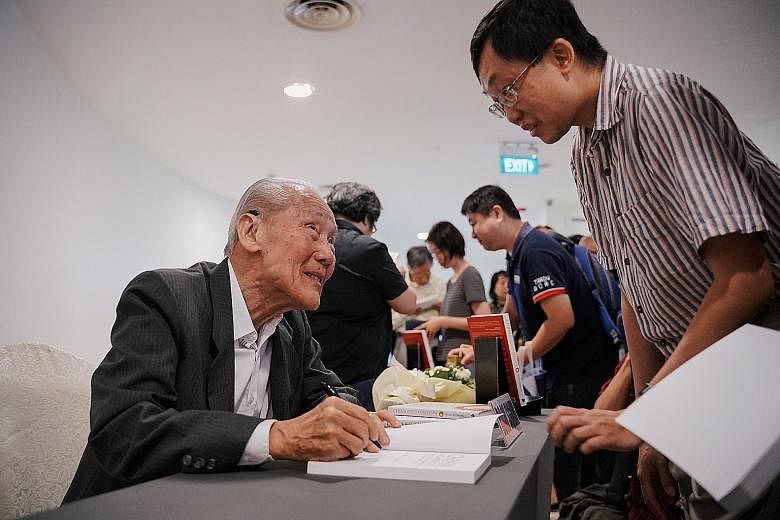 Historian Wang Gungwu at the launch of his book, China Reconnects: Joining A Deep-rooted Past To A New World Order, yesterday. Ambassador-at-Large Chan Heng Chee spoke at the event. ST PHOTO: ONG WEE KIAT