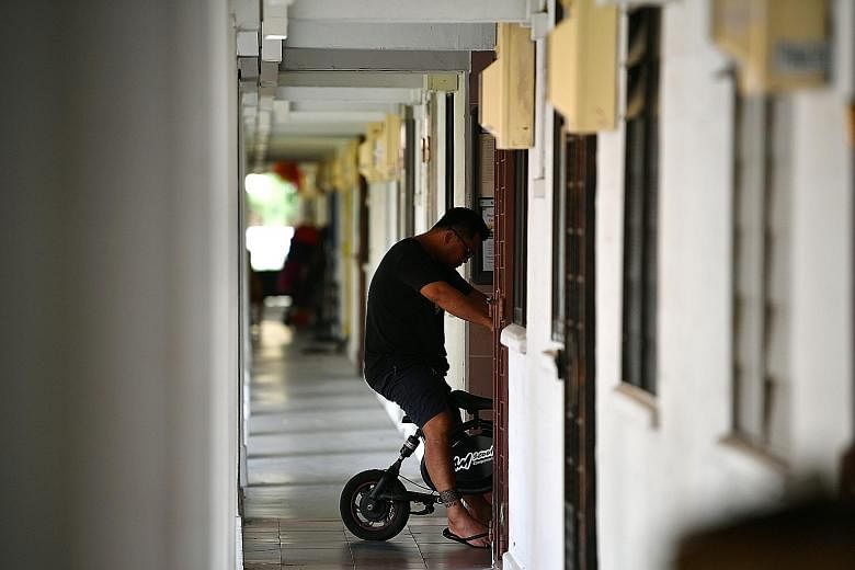 The rule banning the use of personal mobility devices, bicycles and power-assisted bicycles covers HDB common areas such as void decks, playgrounds, common corridors and play courts in estates. The town councils had said earlier that there will be a 