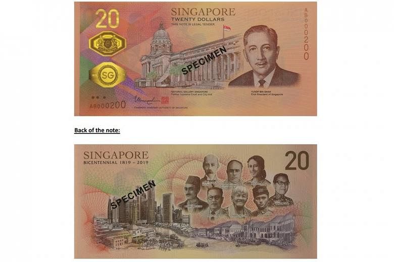 Singaporeans and permanent residents can apply online for the Singapore Bicentennial $20 commemorative note from today until Oct 13. Two million pieces are available and applicants may not receive the full number of notes they apply for. PHOTOS: MONE