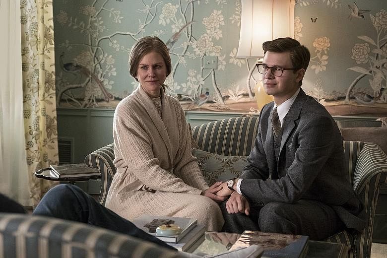 Nicole Kidman plays Samantha Barbour and Ansel Elgort (both left) plays Theo Decker in The Goldfinch.