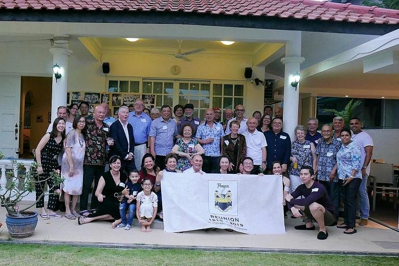 A reunion of Mr John Hogan's descendants at a gathering in Jalan Binchang in Bishan last Saturday. Mr Hogan, who worked for the East India Company, arrived in Singapore in 1819 with Sir Stamford Raffles. He later moved to Penang but some of his offsp