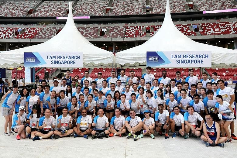 Lam Research Singapore will be returning to this year's ST Run with 230 participants, 26 more than they had last year. A spokesman said employees' well-being is an important part of the company's vision.