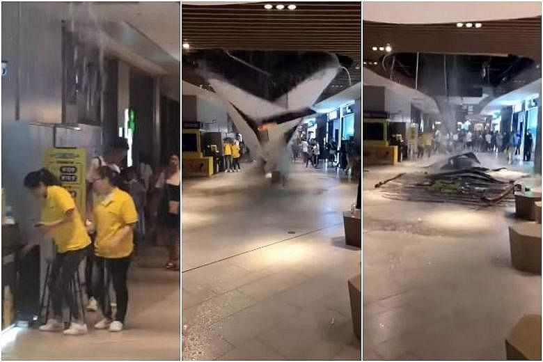 A viral video of a ceiling collapsing in a mall was said to have been taken at Jewel Changi Airport, but the incident actually happened at a mall in Shanghai.