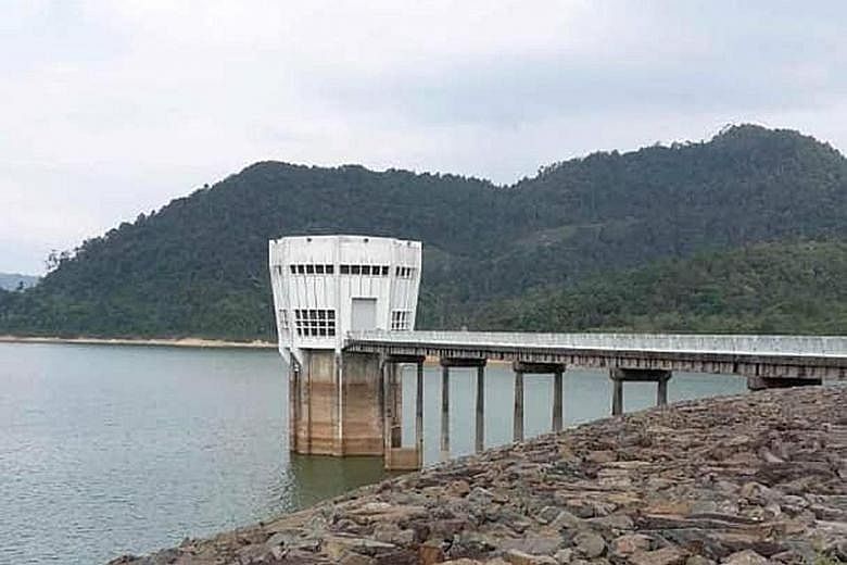 The Linggiu Reservoir in Johor yesterday. Its water level last dipped below 50 per cent in 2015 to reach a historic low of 20 per cent in 2016.