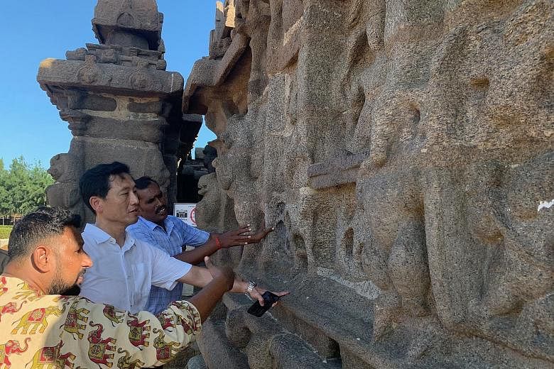 Education Minister Ong Ye Kung visiting Unesco world heritage site Mamallapuram on Monday during his trip to Tamil Nadu.