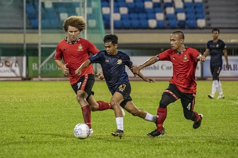 Hougang United's 16-year-old winger Farhan Zulkifli (centre), a first-year electrical engineering student at ITE College West, has 10 senior club starts since his Singapore Premier League debut in June.