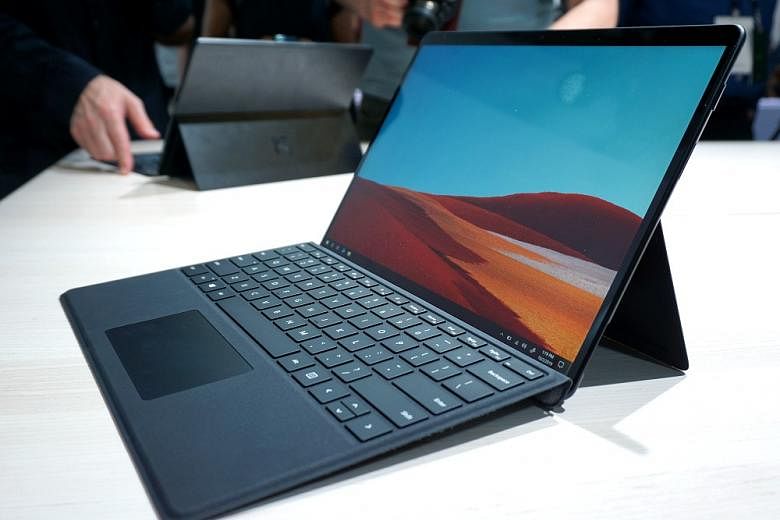 The Surface Pro X comes with a new Type Cover keyboard and an optional Surface Slim Pen. ST PHOTO: VIJAY ANAND