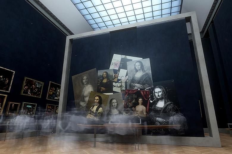 A team (above) working on the Leonardo da Vinci virtual-reality tour (right, in a screenshot) for the Louvre.