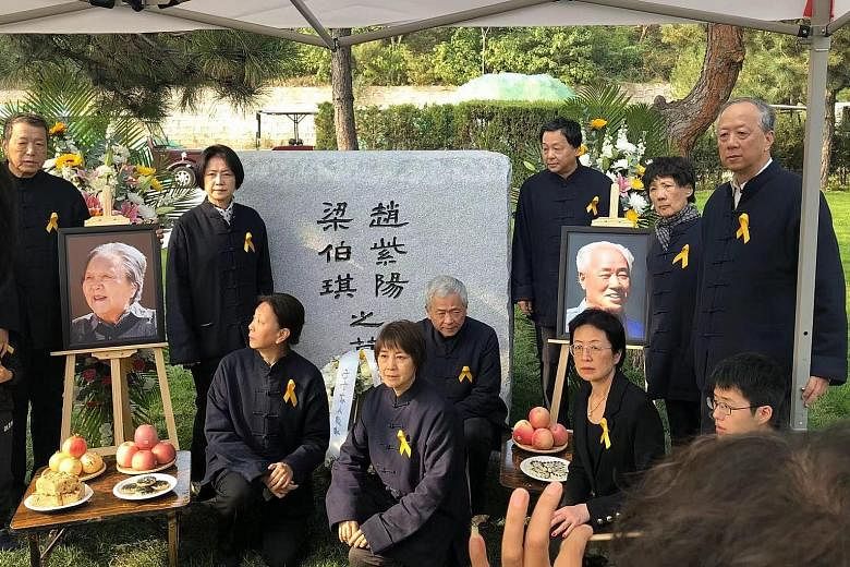 Mr Zhao Ziyang's family held a low-key, long-delayed ceremony last Friday in a cemetery on the northern outskirts of Beijing, where the late Chinese leader's ashes were interred nearly 15 years after his death. PHOTO: LIANHE ZAOBAO READER