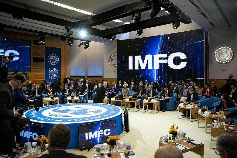 An International Monetary Fund Committee plenary session beginning at the annual meetings of the IMF and World Bank Group in Washington last Friday. Central bank governors and finance ministers traded grim tales of suffering economies, with some noti