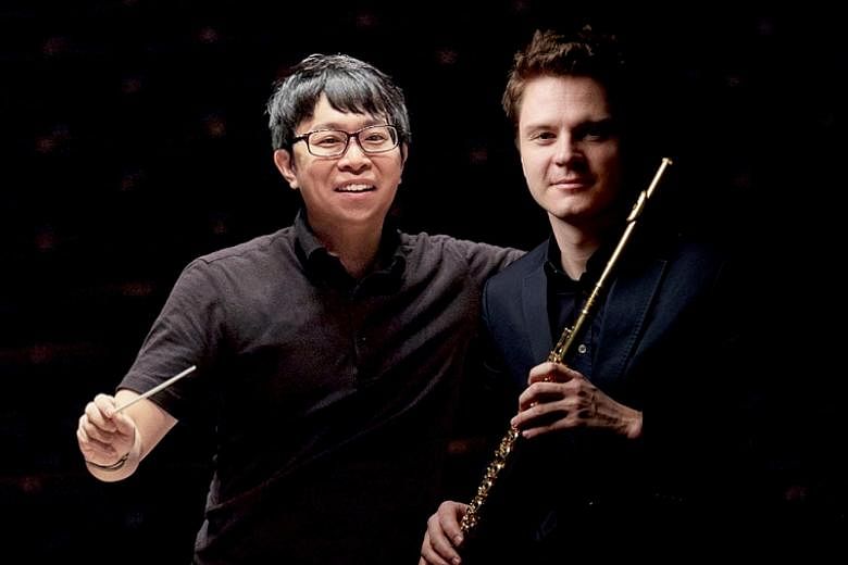 Conductor Wong Kah Chun and flautist Karl-Heinz Schutz.