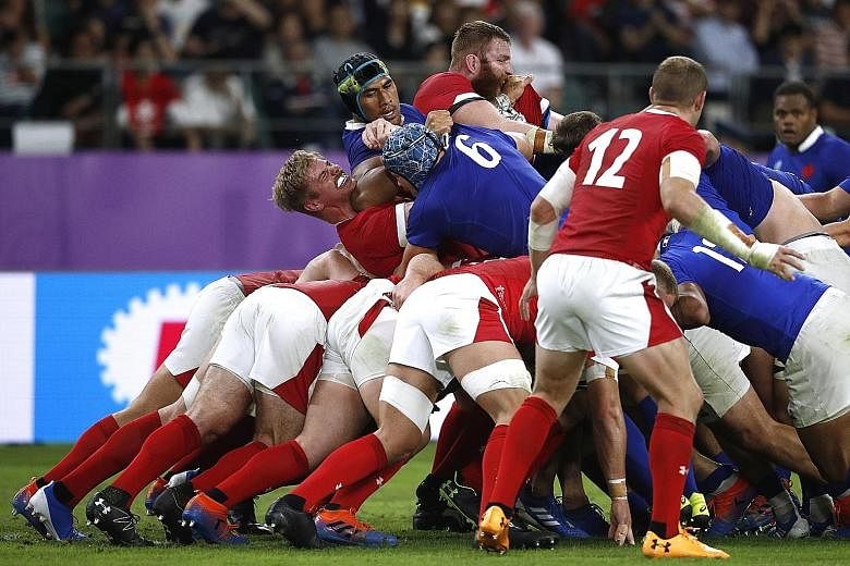 Lock Sebastien Vahaamahina, scorer of the first try, turns villain in elbowing Wales' Aaron Wainwright to earn a straight red card, with France leading 19-10 in the final 30 minutes. The Welsh eventually won 20-19.