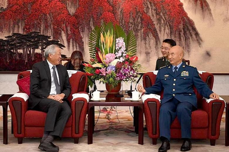 Singapore's Defence Minister Ng Eng Hen met General Xu Qiliang, vice-chairman of the Central Military Commission, yesterday morning, and the two discussed global security issues and the regional architecture. Both men reaffirmed the longstanding ties