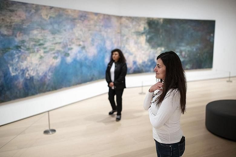 Claude Monet's Water Lilies on display at the Museum of Modern Art in New York on Sunday.