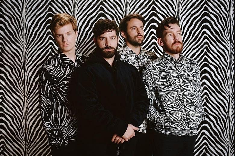 No Home Record is the first solo album by Kim Gordon. British band Foals comprise (from far left) Jack Bevan, Yannis Philippakis, Jimmy Smith and Edwin Congreave.