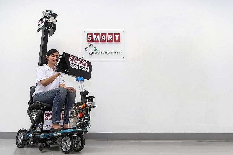 The autonomous scooter weighs about 50kg, runs on battery power and has a maximum speed of about 15kmh. It now costs about $18,000 to build one such scooter.